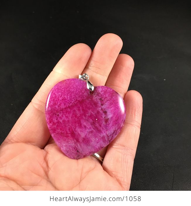 Pretty Heart Shaped Pink Druzy Stone Agate Pendant - #pVsFFgwDt78-1