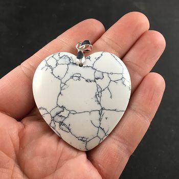 Pretty Heart Shaped White and Blue Turquoise Stone Pendant #yweENuJYfYk