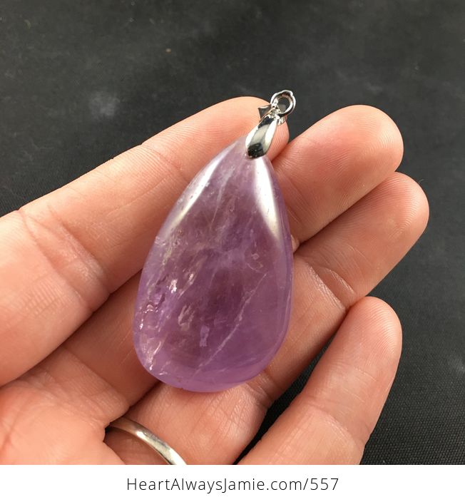 Pretty Natural Purple Amethyst Stone Pendant Necklace - #QghIy4TIOtI-2
