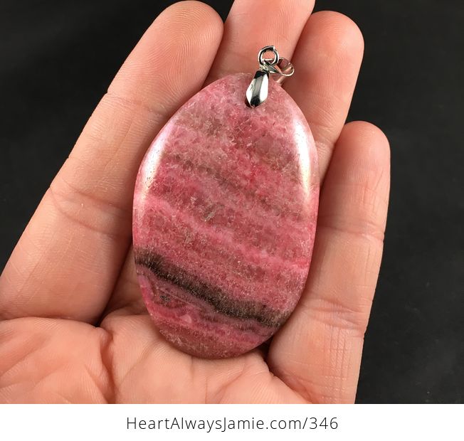 Pretty Pink and Brown Argentine Rhodochrosite Stone Pendant Necklace - #Hq0JiJp84To-4