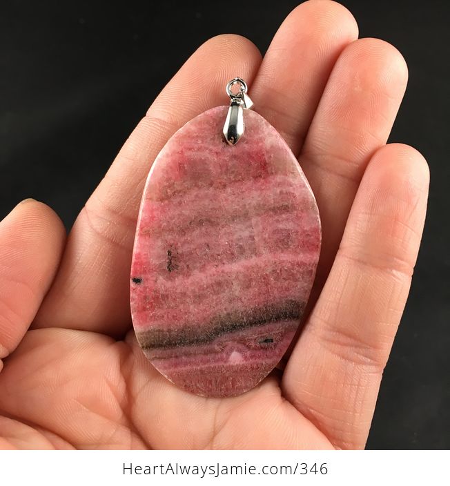 Pretty Pink and Brown Argentine Rhodochrosite Stone Pendant Necklace - #Hq0JiJp84To-5