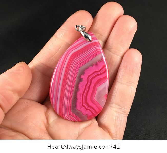 Pretty Pink and White Druzy Stone Agate Pendant Necklace - #CICzmTpgPag-2