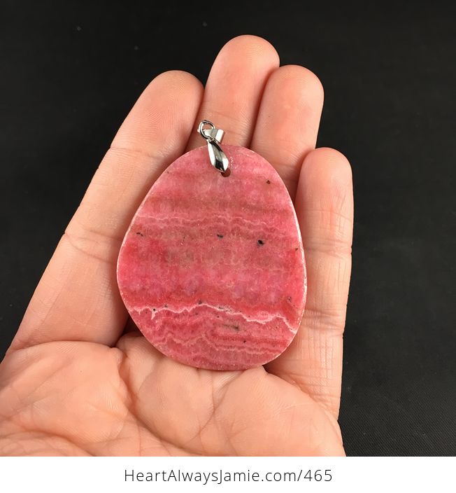 Pretty Pink Argentina Rhodochrosite Stone Pendant Necklace - #A0U3zZfiTZw-2