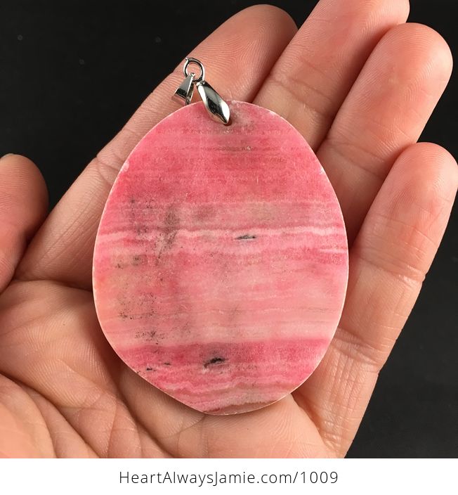 Pretty Pink Argentina Rhodochrosite Stone Pendant Necklace - #BEnWRpNYdlA-2