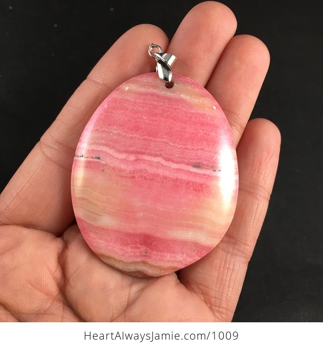 Pretty Pink Argentina Rhodochrosite Stone Pendant Necklace - #BEnWRpNYdlA-1
