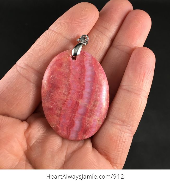 Pretty Pink Argentina Rhodochrosite Stone Pendant Necklace - #KXS6dYdlKy8-6