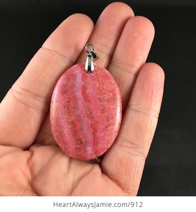 Pretty Pink Argentina Rhodochrosite Stone Pendant Necklace - #KXS6dYdlKy8-7