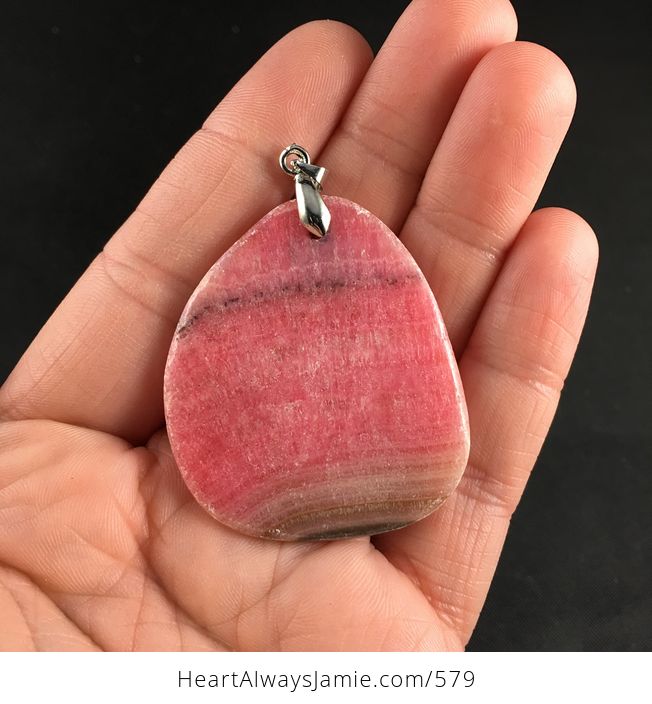 Pretty Pink Argentine Rhodochrosite Stone Pendant Necklace - #g3Alo0xjBVQ-5