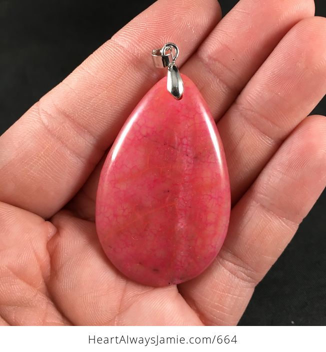Pretty Pink Dragon Veins Agate Stone Pendant - #Hp9aErI6VQo-1
