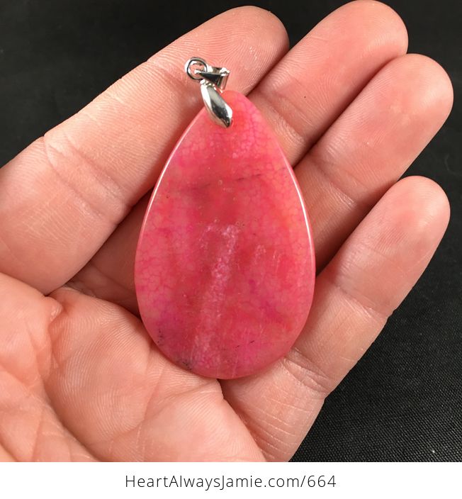 Pretty Pink Dragon Veins Agate Stone Pendant Necklace - #Hp9aErI6VQo-2