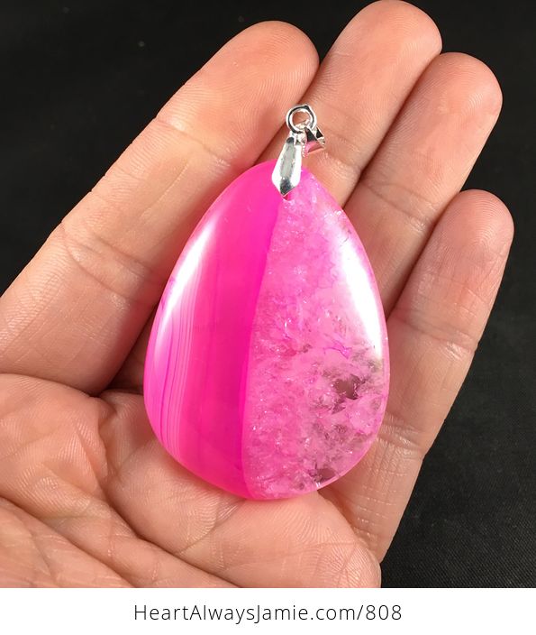 Pretty Pink Druzy Stone Agate Pendant - #FbrxxeKcmsM-1