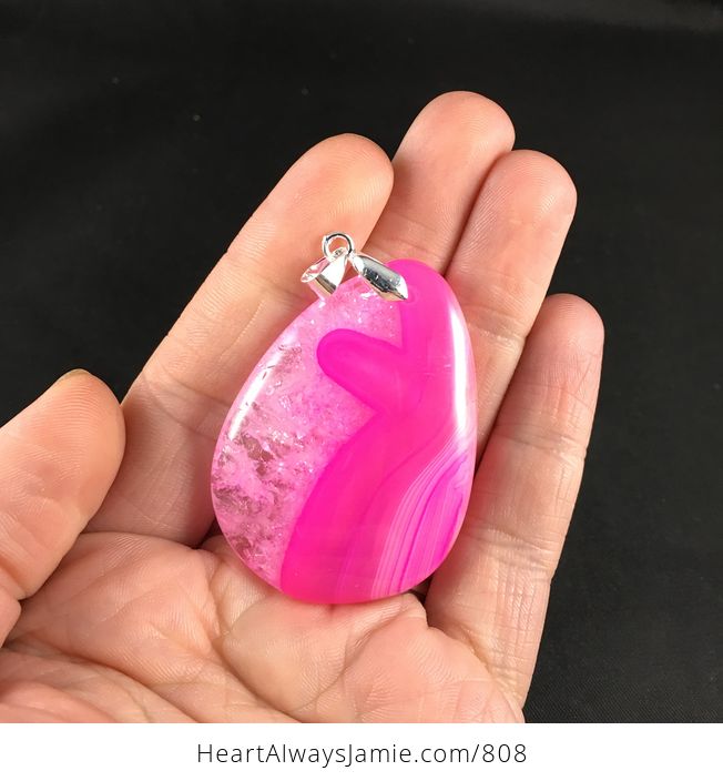 Pretty Pink Druzy Stone Agate Pendant Necklace - #FbrxxeKcmsM-2