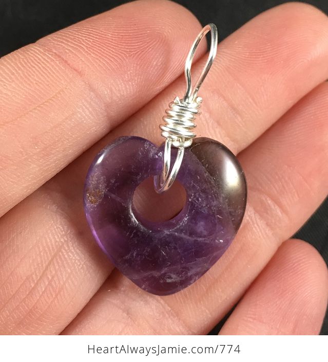 Pretty Purple Amethyst Heart Shaped Stone Pendant - #fnmGWgCT6NI-1