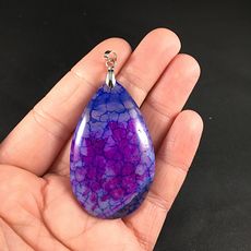 Pretty Purple and Blue Dragon Veins Stone Agate Pendant #7Kwzqt3FHB4