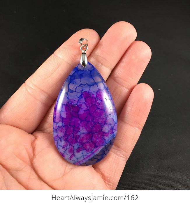 Pretty Purple and Blue Dragon Veins Stone Agate Pendant - #7Kwzqt3FHB4-1
