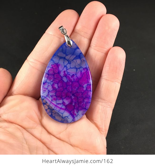 Pretty Purple and Blue Dragon Veins Stone Agate Pendant Necklace - #7Kwzqt3FHB4-2