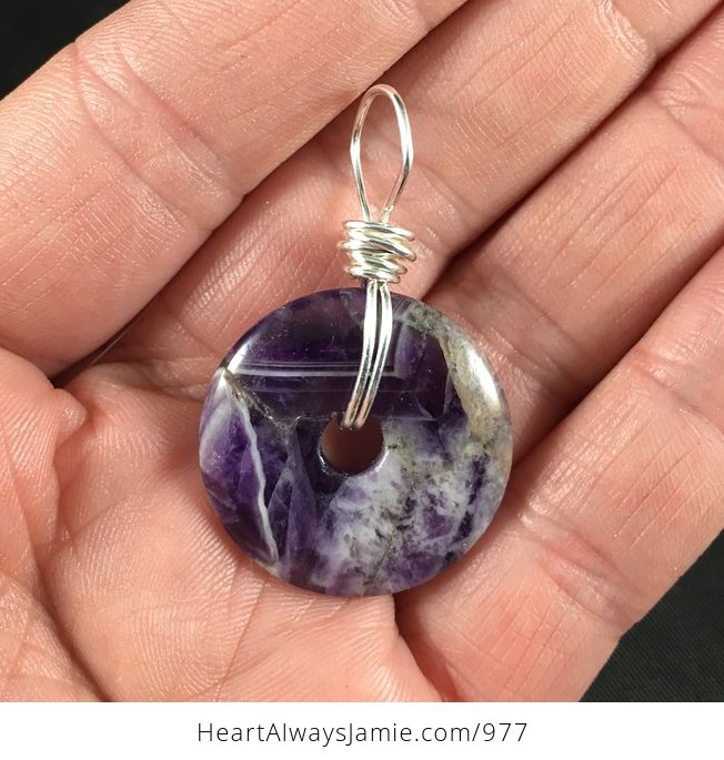 Pretty Purple Chevron Amethyst Ring Stone Pendant Necklace - #wVAWaLu4R6o-2
