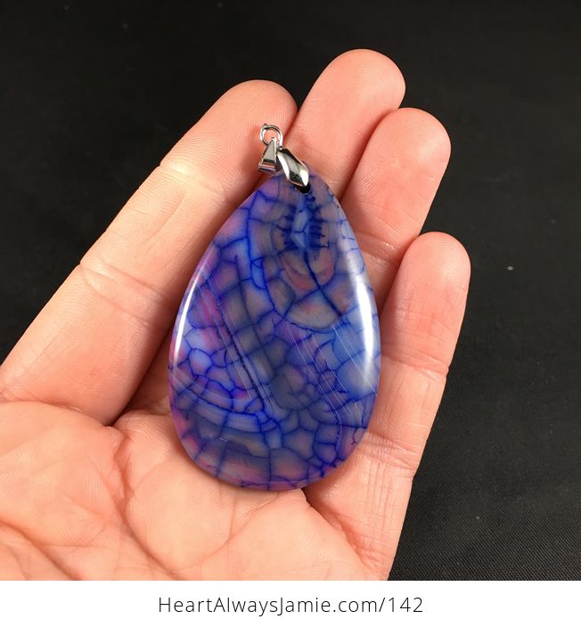 Pretty Purple Dragon Veins Stone Agate Pendant - #ATYxf3zOabE-1