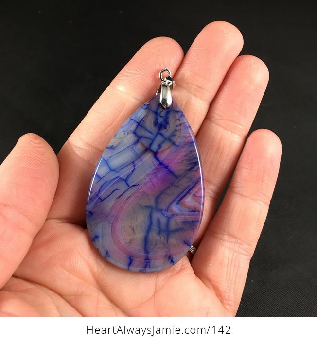 Pretty Purple Dragon Veins Stone Agate Pendant Necklace - #ATYxf3zOabE-2