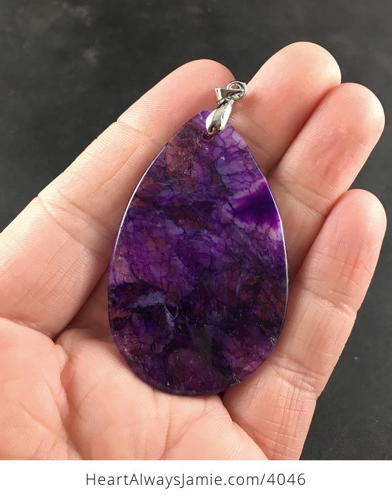 Pretty Purple Druzy Stone Pendant Necklace - #s4az5XDR7CY-2