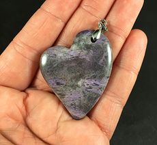 Pretty Purple Heart Shaped Nipomo Coral Fossil Stone Pendant #lZIweHODYmg