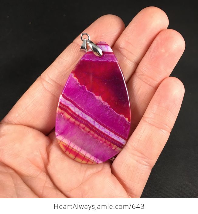 Pretty Red and Pink Dragon Veins Druzy Stone Agate Pendant Necklace - #ZClzGsIHgYA-2