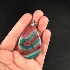 Pretty Red Green and Turquoise and White Druzy Stone Agate Pendant #TwNCaAvSX5E