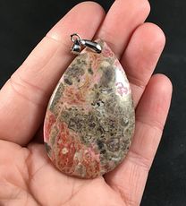 Pretty Red Pink and Brown Crazy Lace Stone Agate Pendant #9M7g4khoPbc
