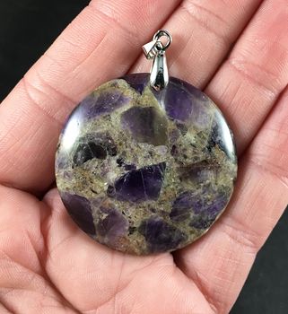 Pretty Round Natural Amethyst Stone Pendant #yCg2mhVEB48