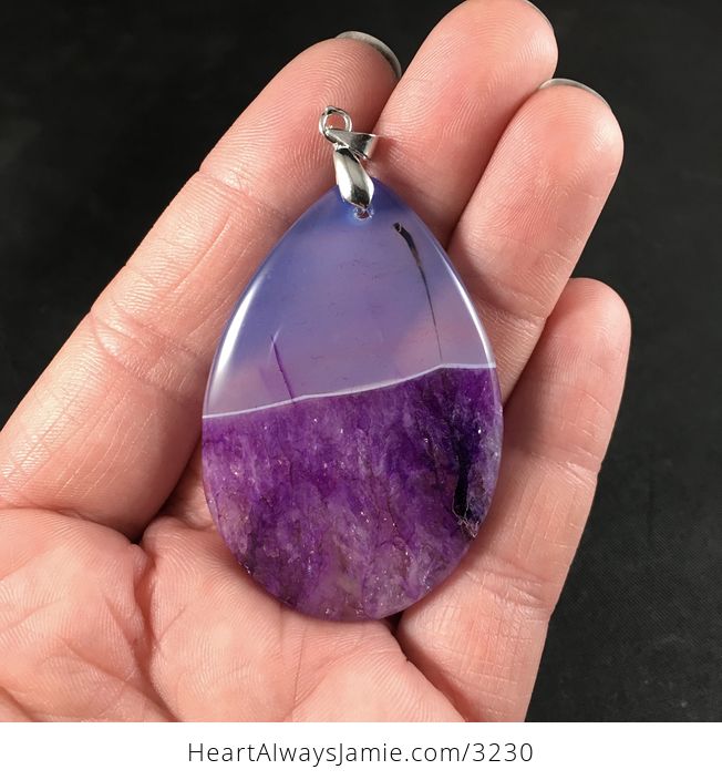 Pretty Semi Transparent Blue and Purple Druzy Stone Pendant - #O31nMO7Psek-1