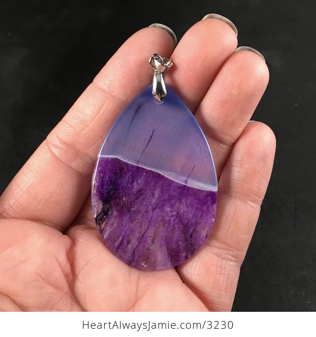 Pretty Semi Transparent Blue and Purple Druzy Stone Pendant Necklace - #O31nMO7Psek-2