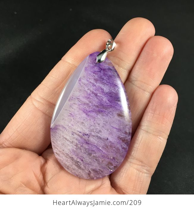 Pretty Semi Transparent Purple Druzy Stone Agate Pendant - #30Q7cKodAwM-1