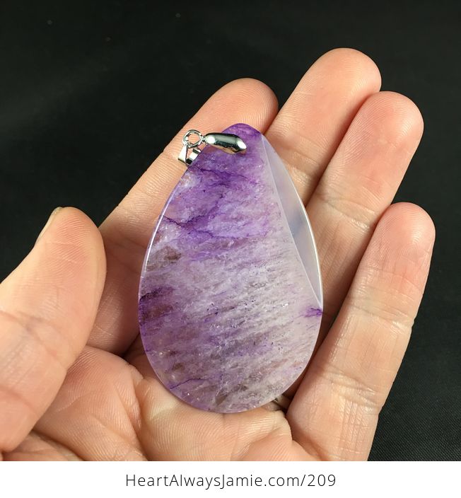 Pretty Semi Transparent Purple Druzy Stone Agate Pendant Necklace - #30Q7cKodAwM-2