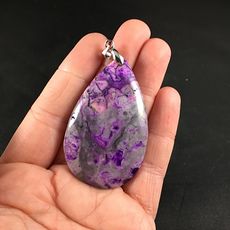 Pretty Stunning Purple and Gray Crazy Lace Stone Agate Pendant #qO9TwPcR3Iw