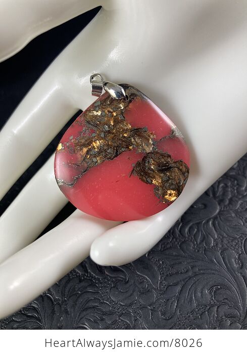 Pretty Synthetic Copper Bornite and Pink Stone Jewelry Pendant - #CHTKwN7VAao-6