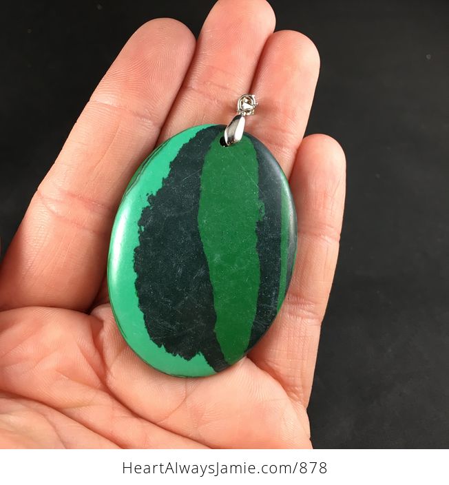 Pretty Watermelon Green Synthetic Malachite Stone Pendant - #iFZCNksGhko-1