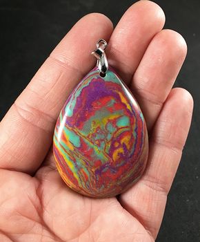 Psychedelic Funky Colorful Synthetic Stone Pendant #HAKubGJUinY