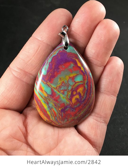 Psychedelic Funky Colorful Synthetic Stone Pendant - #HAKubGJUinY-1