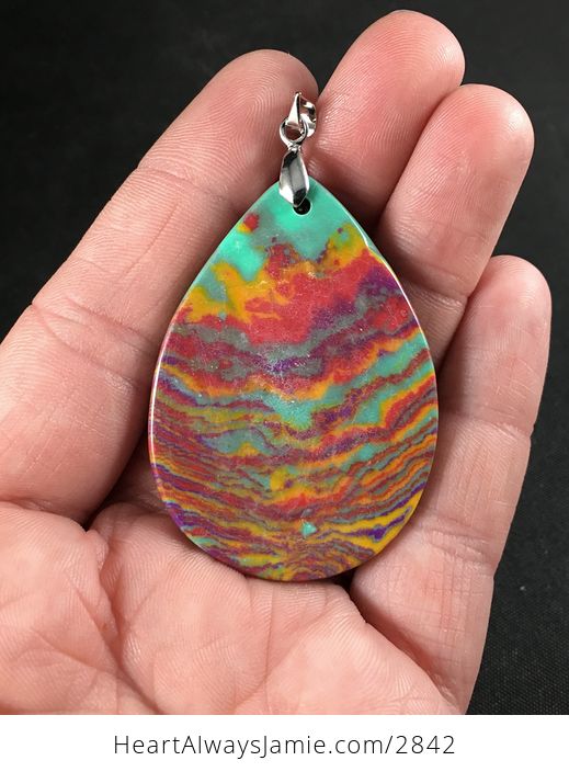 Psychedelic Funky Colorful Synthetic Stone Pendant Necklace - #HAKubGJUinY-2