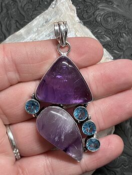 Purple Amethyst and Blue Topaz Pendant Stone Crystal Jewelry #fpO6hyrMJbs