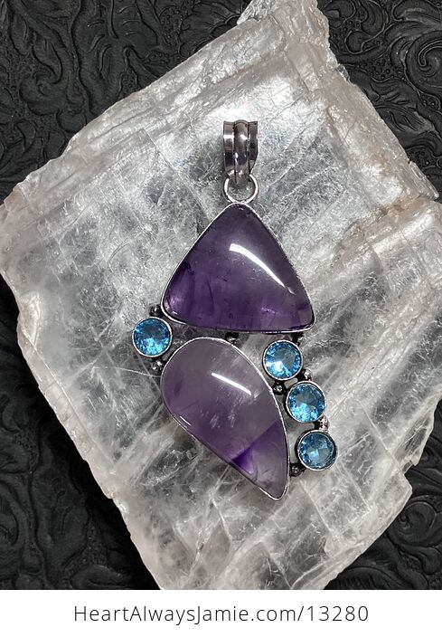 Purple Amethyst and Blue Topaz Pendant Stone Crystal Jewelry - #fpO6hyrMJbs-2