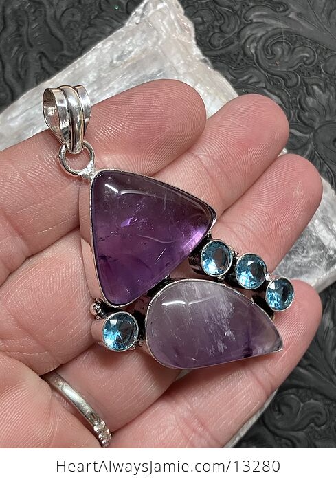 Purple Amethyst and Blue Topaz Pendant Stone Crystal Jewelry - #fpO6hyrMJbs-6