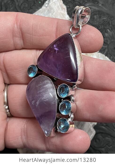 Purple Amethyst and Blue Topaz Pendant Stone Crystal Jewelry - #fpO6hyrMJbs-7