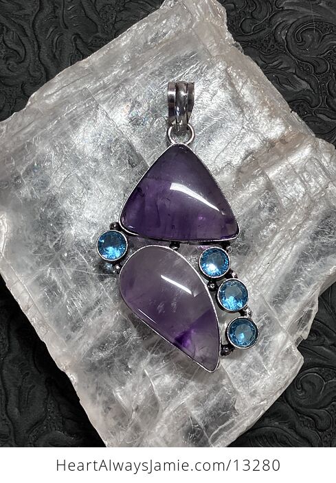 Purple Amethyst and Blue Topaz Pendant Stone Crystal Jewelry - #fpO6hyrMJbs-9