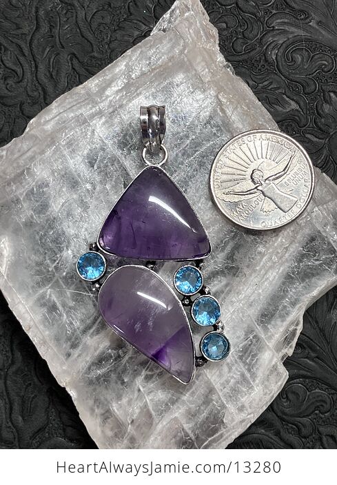 Purple Amethyst and Blue Topaz Pendant Stone Crystal Jewelry - #fpO6hyrMJbs-3