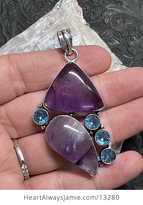 Purple Amethyst and Blue Topaz Pendant Stone Crystal Jewelry - #fpO6hyrMJbs-5