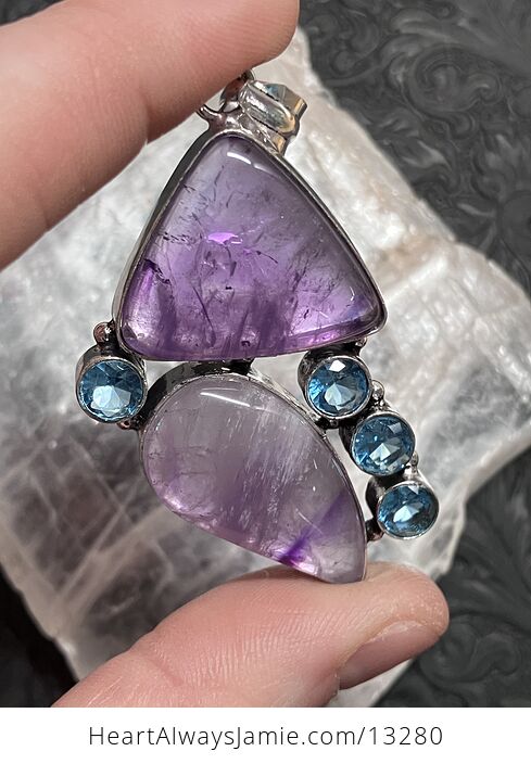 Purple Amethyst and Blue Topaz Pendant Stone Crystal Jewelry - #fpO6hyrMJbs-4