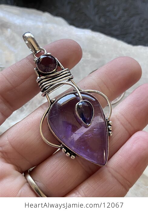 Purple Amethyst Crystal Stone Jewelry Pendant - #9xH5lJgLNKg-3