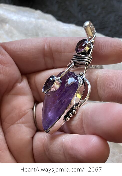 Purple Amethyst Crystal Stone Jewelry Pendant - #9xH5lJgLNKg-4