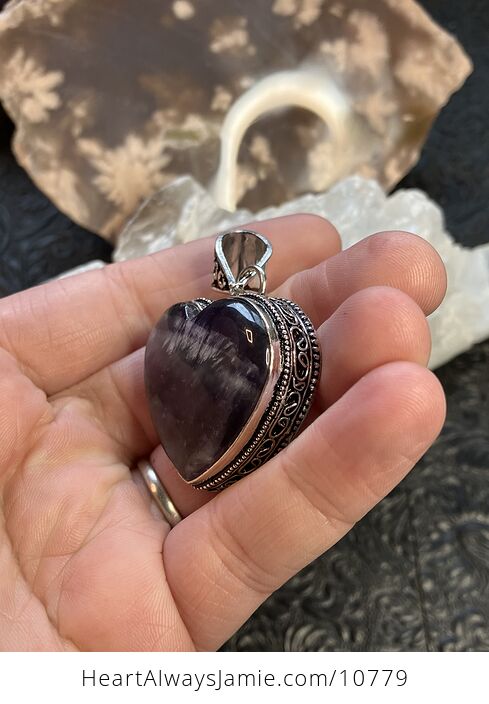 Purple Amethyst Heart Crystal Stone Jewelry Pendant - #RtoTIwCdDl0-5